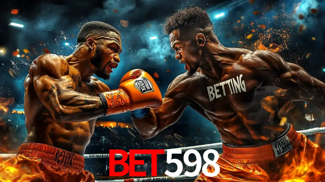 Dois boxeadores em uma luta intensa e explosiva, representando a adrenalina e as oportunidades de apostas em esportes de combate disponíveis na plataforma bet598.