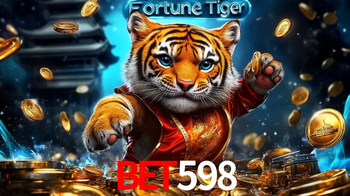 Imagem promocional do jogo de slot Fortune Tiger, com um tigre majestoso em traje tradicional cercado por uma fortuna em moedas de ouro, disponível agora no cassino bet598.